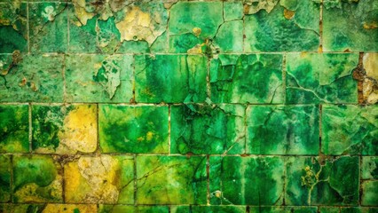 Wall Mural - Vibrant emerald green and olive toned marbled stone wall with lime and clover hues, grungy concrete texture, perfect abstract background.