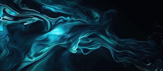 Wall Mural - Abstract Blue Swirls on Black Background