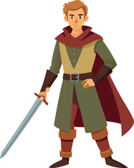 Medieval Warrior Character Illustration Holding Sword