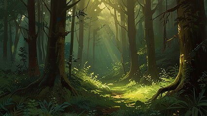 Wall Mural - misty morning in the forest