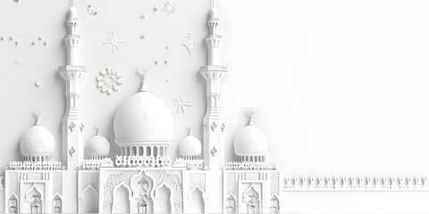 Wall Mural - Ramadan background, a template for wishes. A white greeting card for congratulations and wishes on Ramadan or a Muslim holiday design 