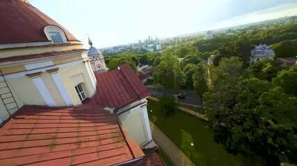 Wall Mural - Aerial view of the Church of St. Peter and St. Paul, located in Antakalnis district in Vilnius. Beautiful summer day in the capital of Lithuania. Summer city scenery in Vilnius, Lithuania.