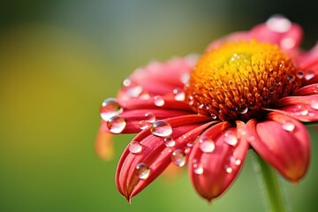 Poster - Water droplet on indian blanket flower outdoors nature.