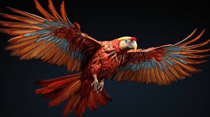 Poster - a close up of a parrot with a red and yellow feathers