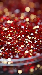 Poster - a close up of a bowl of red glitter.