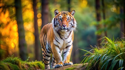Wall Mural - a majestic tiger roaming freely in its natural habitat, wild, predator, feline, animal, wildlife, na