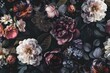 © anatolir - Luxurious pattern of mixed blooms in dark, moody tones for backgrounds or decor