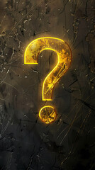 Wall Mural - Yellow question mark on black background
