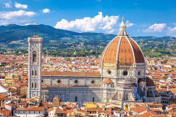 Poster - Florence rooftops and cathedral di Santa Maria del Fiore or Duomo view