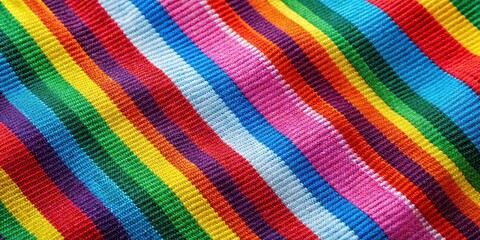 Sticker - Close-up photo of colorful stripes pattern on fabric , stripes, colorful, fabric, texture, background, design, abstract, lines