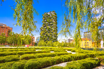 Wall Mural - Green skyscraper architecture in Milan view