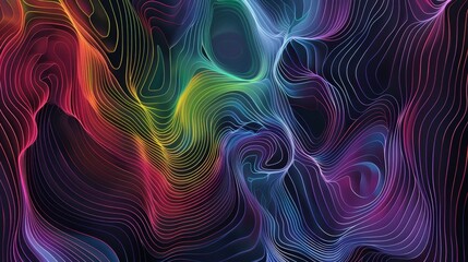 Wall Mural - Vibrant Abstract Neon Wave Background with Fluid Lines