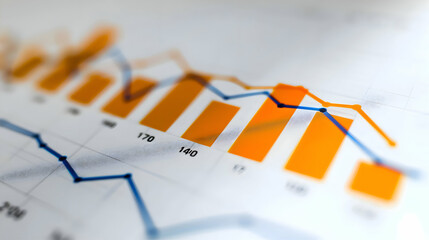 Sticker - Modern Business Graph Analysis in Office Setting - Data Visualization Concept