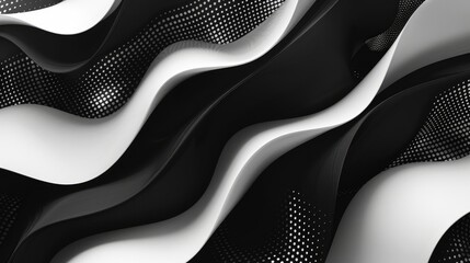 Poster - Tech minimal background with black and white wave patterns