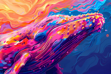 Poster - Colorful Whale Illustration