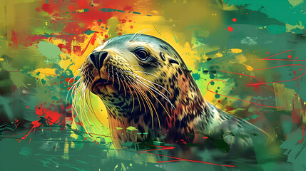 Poster - Colorful Abstract Seal Illustration