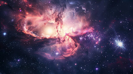Wall Mural - Nebula and galaxies in space, abstract cosmos background