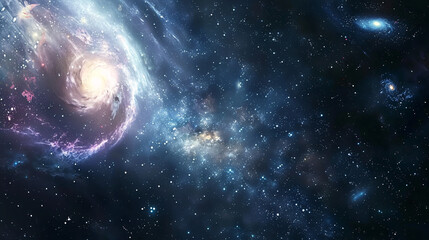 Wall Mural - Nebula and galaxies in space, abstract cosmos background