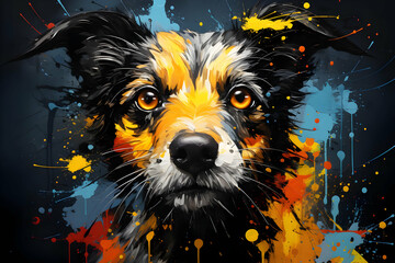 Wall Mural - Colorful Dog Portrait Illustration