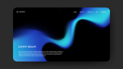 Abstract wave futuristic design of landing page. retro gradient mesh website design