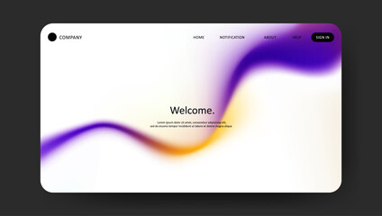 Wall Mural - Abstract wave futuristic design of landing page. retro gradient mesh website design