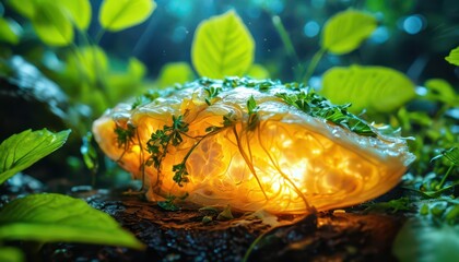 Wall Mural - Glowing Lemon in Nature.