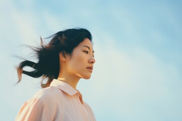 Wall Mural - A asian woman adult contemplation tranquility.