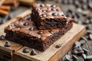 Canvas Print - Chocolate Brownies with Chocolate Chips