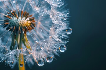 Wall Mural - Close-up of a Dandelion with Dewdrops