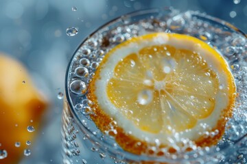 Canvas Print - Refreshing Lemon in Sparkling Water