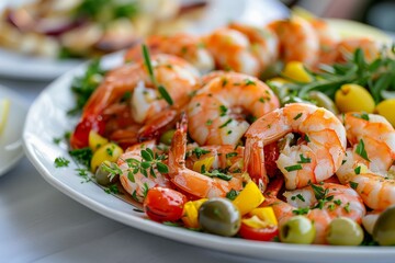 Canvas Print - Delicious Shrimp Salad with Vegetables