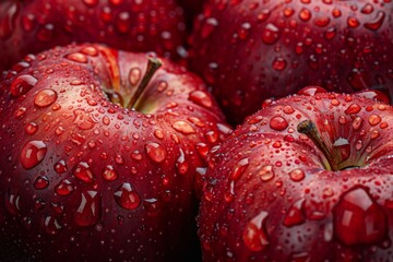 Poster - Close-Up of Red Apples with Water Droplets