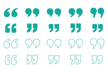 Wall Mural - quotes, quotation marks colorful isolated vector icon set.