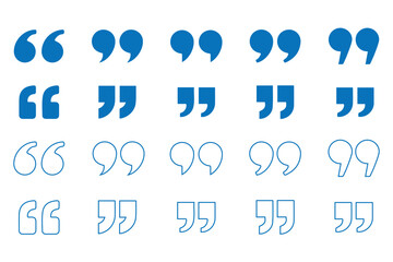 Wall Mural - quotes, quotation marks colorful isolated vector icon set.