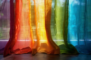 Canvas Print - Colorful Rainbow Curtains