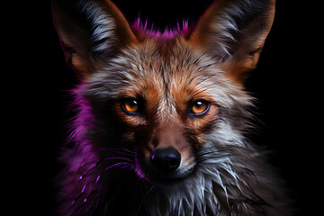 Sticker - Closeup Portrait of a Fox with Pink Glow - Realistic Animal Photography