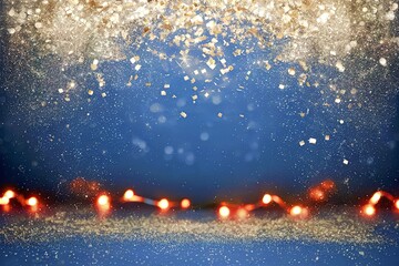 magical scene of a dark blue night filled with sparkling glitter bokeh