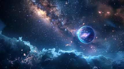 Wall Mural - milky way galaxy with stars against a space background, showcasing the celestial beauty and vastness