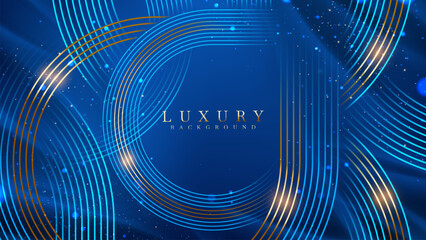 Wall Mural - Sweeping blue light streams curve gracefully on a dark background, dotted with glimmering particles to create a sense of futuristic motion and flow.