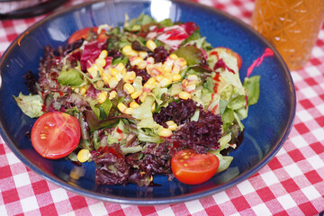 Canvas Print - Close up bowl of mixed vegetables salad