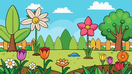 Wall Mural - spring in the garden with flowers
