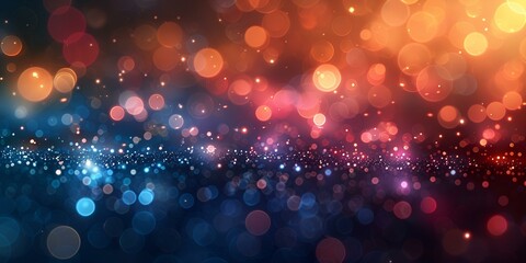 Colorful abstract bokeh background with glowing lights.