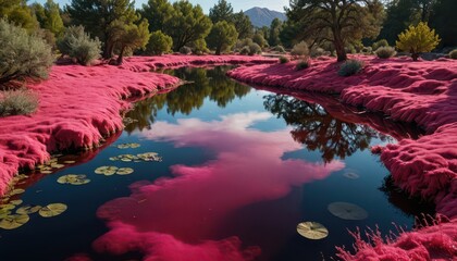 Poster - Pink River in a Forest.