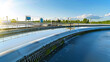 © K_IMAGE - Industrial water treatment plant with blue sky. Clean water management infrastructure and technology.