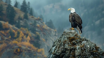 Canvas Print - Majestic Bald Eagle on a Rocky Peak