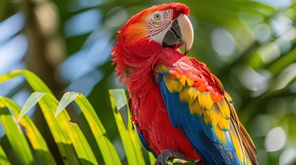 Wall Mural - Scarlet Macaw in a Tropical Paradise