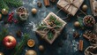 © vefimov - Wrapped gift presented on a rustic surface with twine and brown paper, perfect for rustic or vintage-themed uses