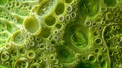 Wall Mural - abstract green pattern with circular shapes and 3d textured surface