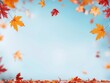 © PrusarooYakk - Vibrant autumn leaves falling from trees against a clear blue sky, capturing the beauty and essence of the autumn season.