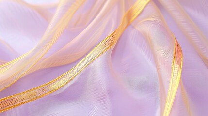 Wall Mural - romantic golden text frame background with delicate, shiny filigree stripes on a soft lavender backg
